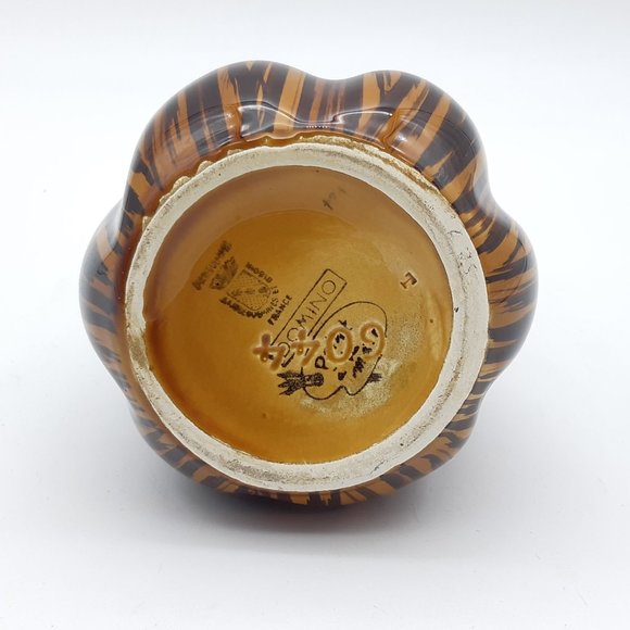 Sarreguemines Brown Vase Domino Pattern From France - Picture 8 of 11